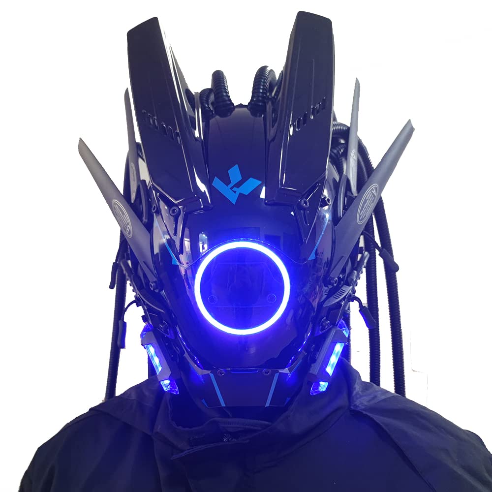 Black Cyberpunk LED Mask - Futuristic Techwear - View 9