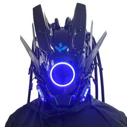 Black Cyberpunk LED Mask - Futuristic Techwear - View 9