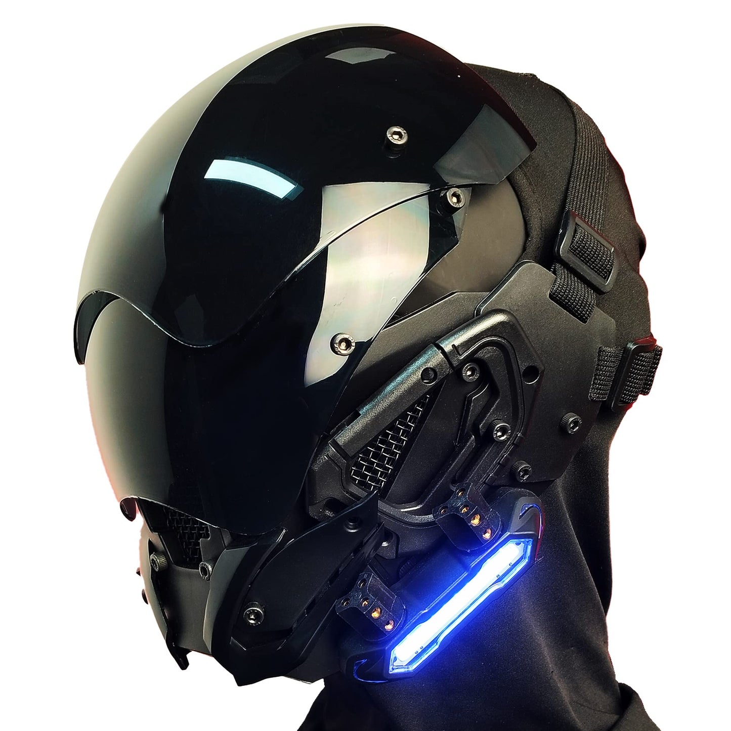 Black Cyberpunk LED Mask - Futuristic Techwear - View 10