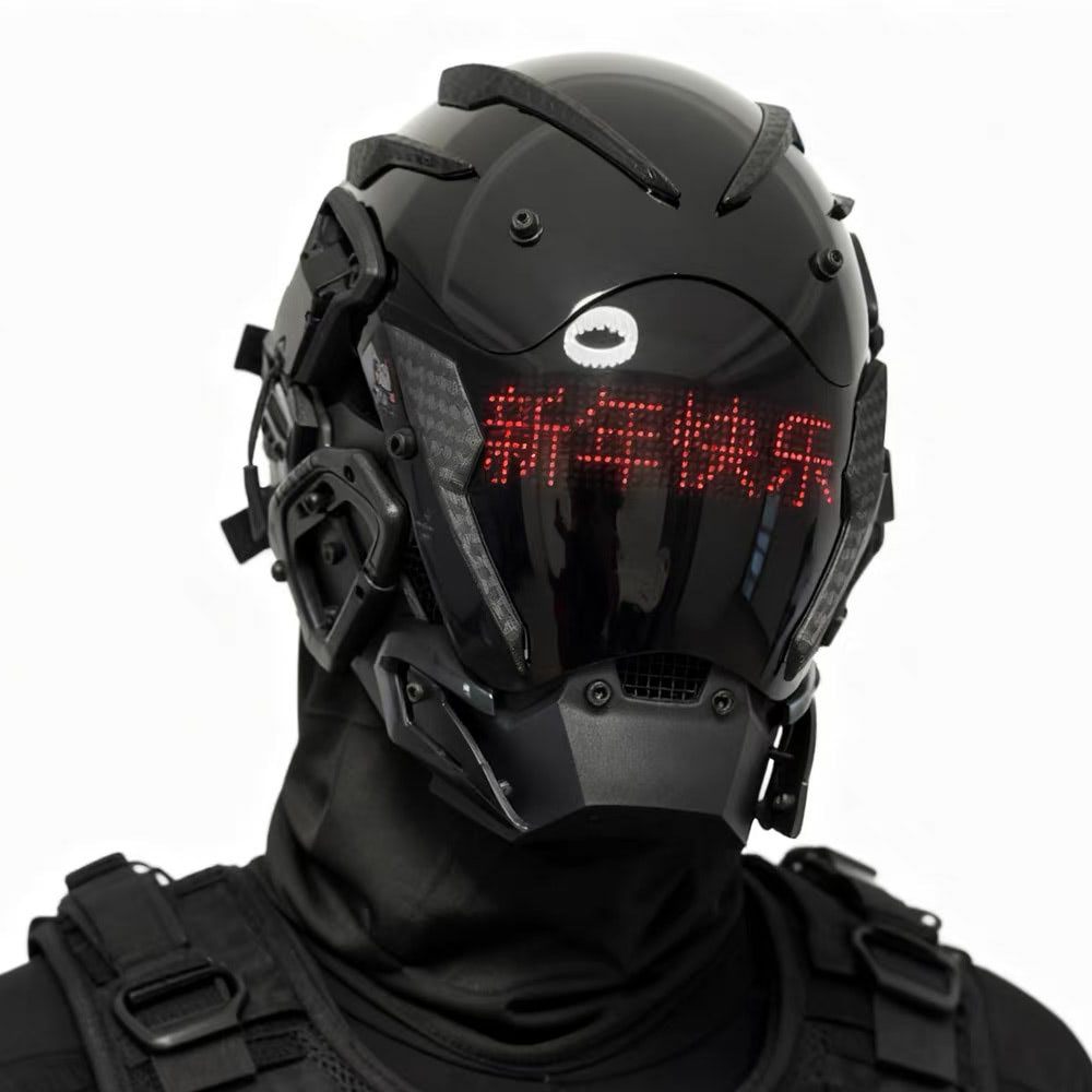 NEONX Music-Reactive Programmable LED Face Mask - Full Matrix Display & Custom GIF Support