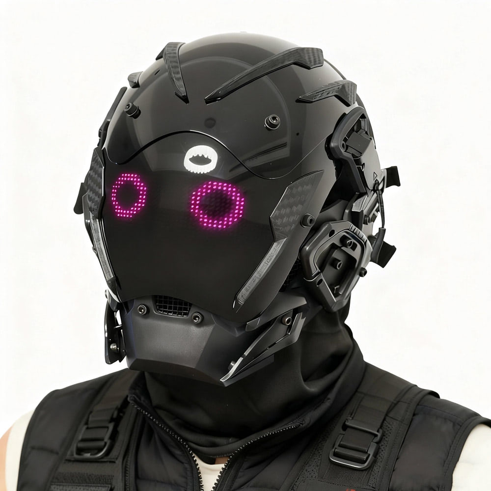 NEONX Music-Reactive Programmable LED Face Mask - Full Matrix Display & Custom GIF Support