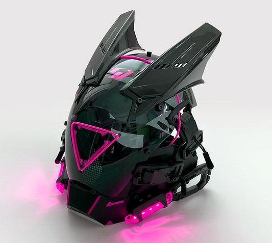 NEONX V4 Horned Cyberpunk Mask - Neon Wire Lighting & Multi-Color LEDs