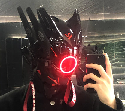 NEONX V6 Cyberpunk Mask - Circular LED Array & Adjustable Wing Flaps