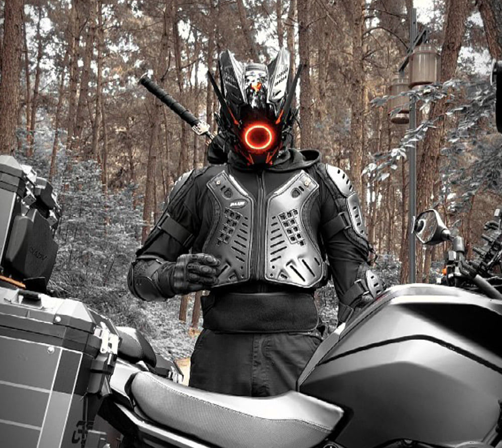 NEONX V6 Cyberpunk Mask - Circular LED Array & Adjustable Wing Flaps