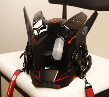 NEONX V6 Cyberpunk Mask - Circular LED Array & Adjustable Wing Flaps