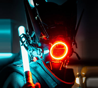 NEONX V6 Cyberpunk Mask - Circular LED Array & Adjustable Wing Flaps
