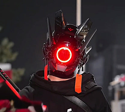 NEONX V6 Cyberpunk Mask - Circular LED Array & Adjustable Wing Flaps