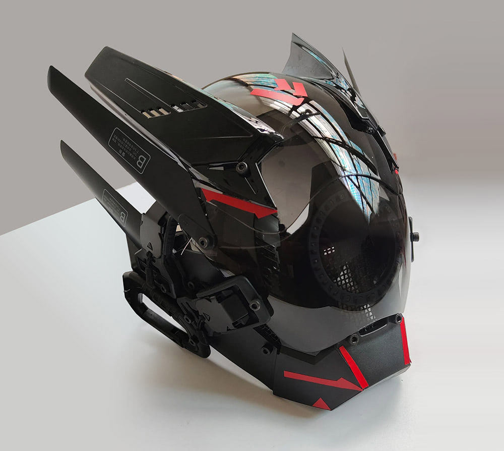 NEONX V6 Cyberpunk Mask - Circular LED Array & Adjustable Wing Flaps
