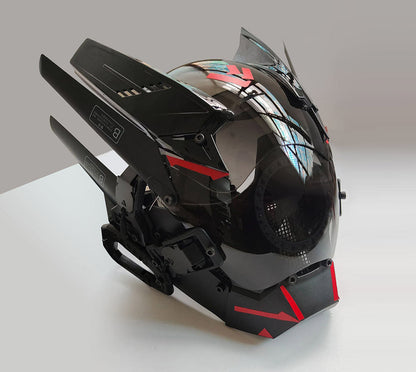 NEONX V6 Cyberpunk Mask - Circular LED Array & Adjustable Wing Flaps