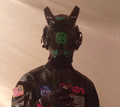 NEONX V8 Beetle Cyberpunk Mask - Dual Circular LEDs & Customizable Horns