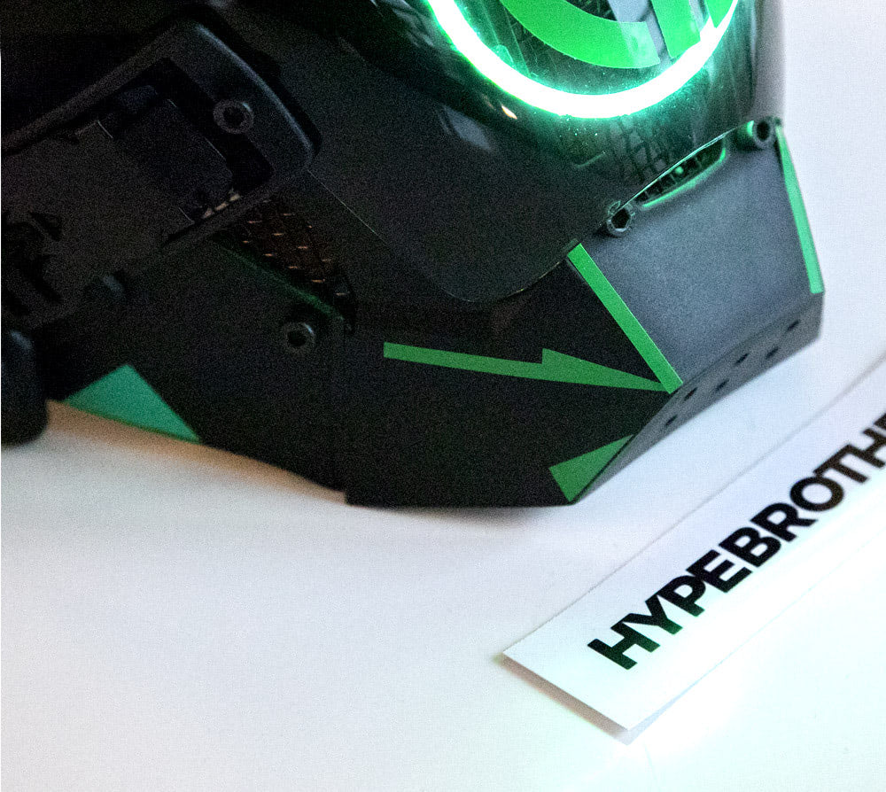NEONX V8 Beetle Cyberpunk Mask - Dual Circular LEDs & Customizable Horns