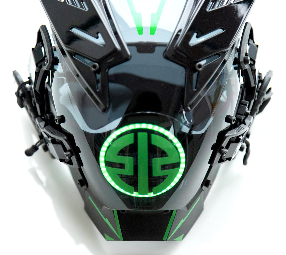 NEONX V8 Beetle Cyberpunk Mask - Dual Circular LEDs & Customizable Horns