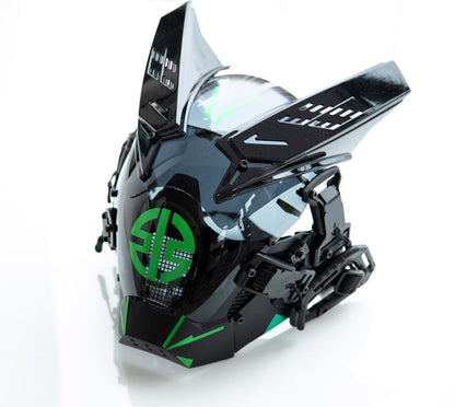 NEONX V8 Beetle Cyberpunk Mask - Dual Circular LEDs & Customizable Horns