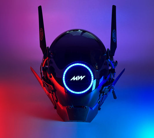 NEONX V9 Halo Cyberpunk Mask - Circular LED Display & Precision Build