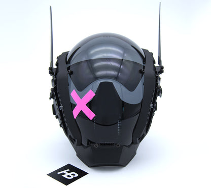 NEONX XO Bunny Cyberpunk LED Mask - Dual Adjustable Flaps & Vinyl Art Shield