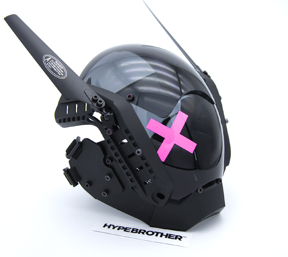 NEONX XO Bunny Cyberpunk LED Mask - Dual Adjustable Flaps & Vinyl Art Shield