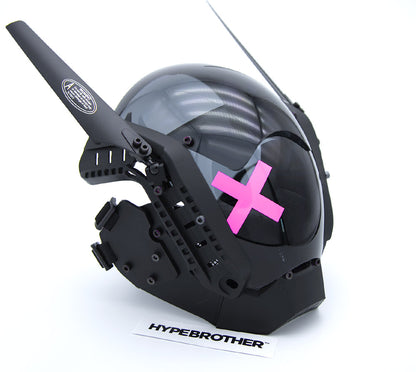 NEONX XO Bunny Cyberpunk LED Mask - Dual Adjustable Flaps & Vinyl Art Shield