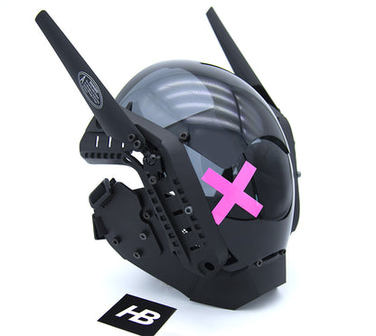 NEONX XO Bunny Cyberpunk LED Mask - Dual Adjustable Flaps & Vinyl Art Shield