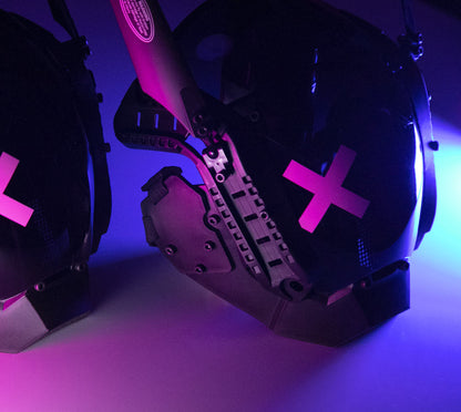 NEONX XO Bunny Cyberpunk LED Mask - Dual Adjustable Flaps & Vinyl Art Shield