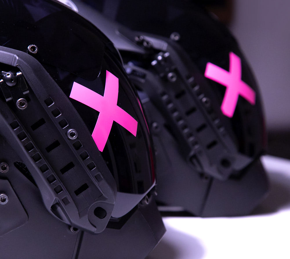 NEONX XO Bunny Cyberpunk LED Mask - Dual Adjustable Flaps & Vinyl Art Shield