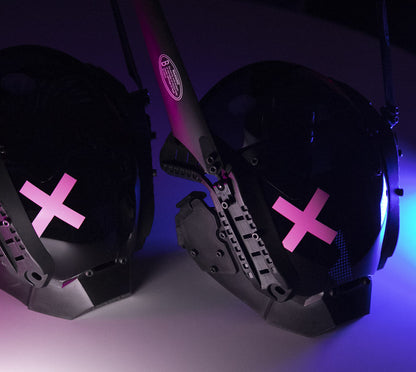 NEONX XO Bunny Cyberpunk LED Mask - Dual Adjustable Flaps & Vinyl Art Shield