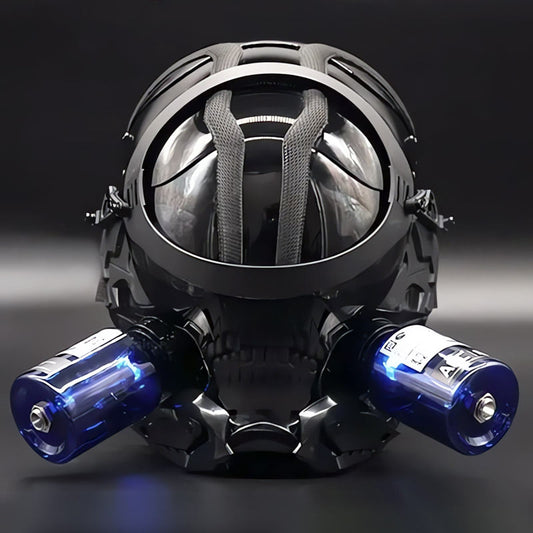 NEONX Biowalker Edition Cyberpunk Mask - Glowing LED Canister & Retractable Face Shield