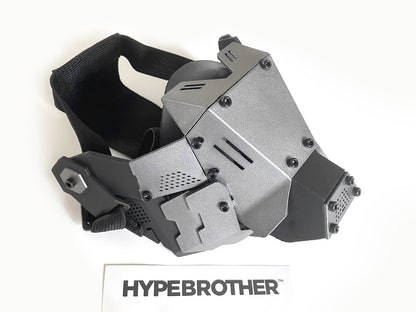 NEONX Commander Tactical Cyberpunk Mask - Metallic Frame & Anti-Fog Shield Visor