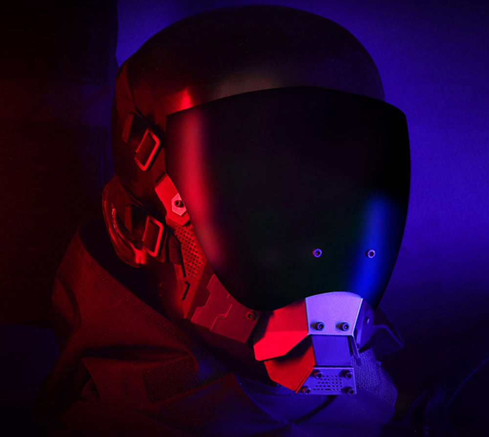 NEONX Commander Tactical Cyberpunk Mask - Metallic Frame & Anti-Fog Shield Visor