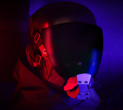 NEONX Commander Tactical Cyberpunk Mask - Metallic Frame & Anti-Fog Shield Visor