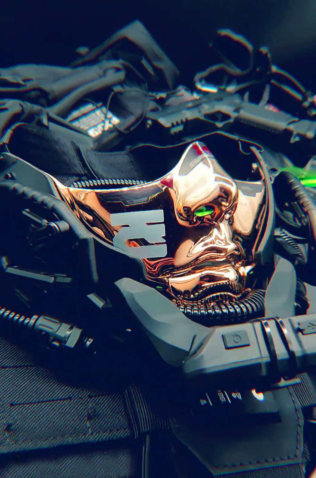 NEONX Kigurumi-Style Cyberpunk Face Mask - Detachable LED Shield & Illuminated Details