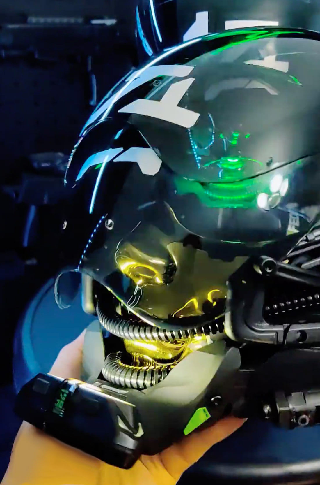 NEONX Kigurumi-Style Cyberpunk Face Mask - Detachable LED Shield & Illuminated Details