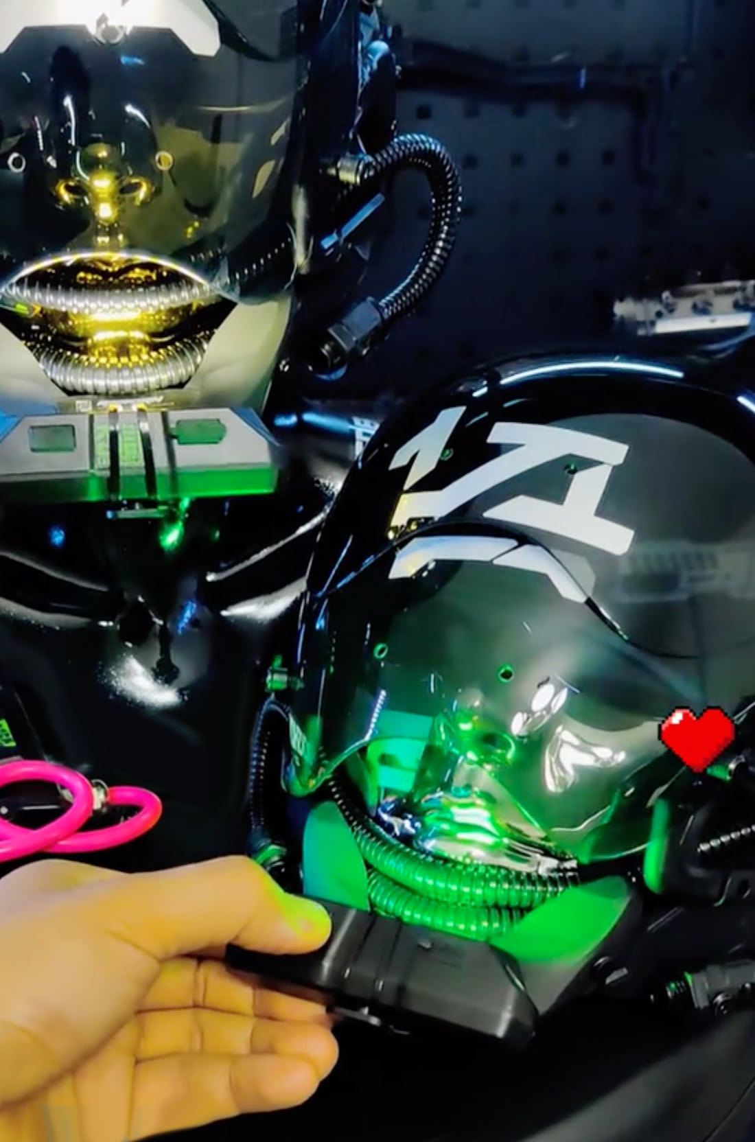 NEONX Kigurumi-Style Cyberpunk Face Mask - Detachable LED Shield & Illuminated Details