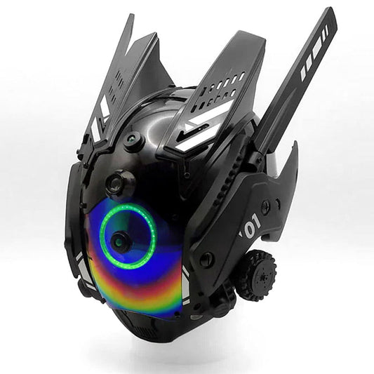 NEONX Helmet-01 MkII Cyberpunk Mask - Enhanced LED Ring & Articulated Wing Flaps