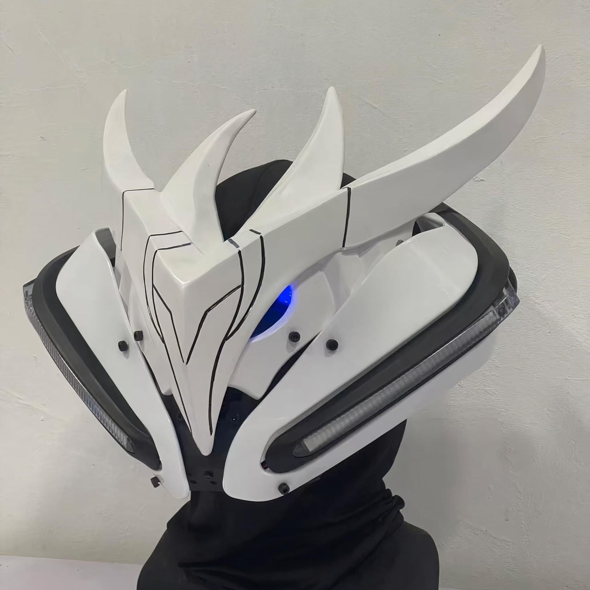 White Cyberpunk LED Mask - Futuristic Techwear - View 1