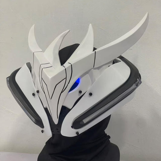 White Cyberpunk LED Mask - Futuristic Techwear - View 1