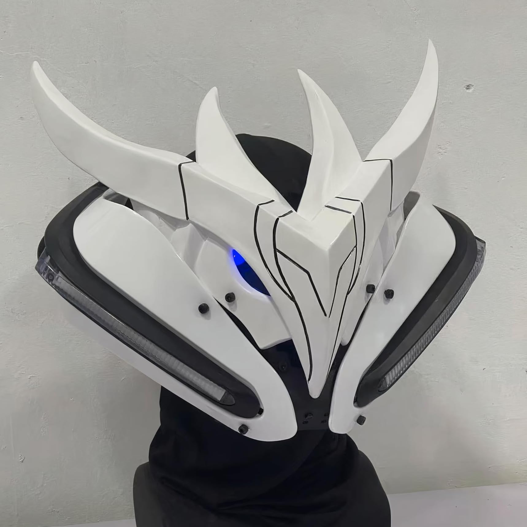 White Cyberpunk LED Mask - Futuristic Techwear - View 2