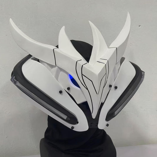 White Cyberpunk LED Mask - Futuristic Techwear - View 2