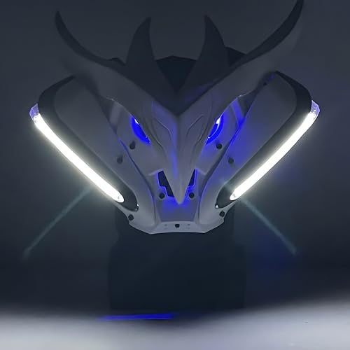 White Cyberpunk LED Mask - Futuristic Techwear - View 3