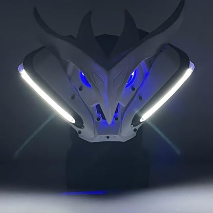 White Cyberpunk LED Mask - Futuristic Techwear - View 3